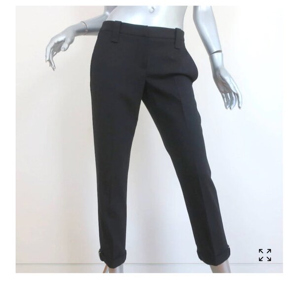 Brunello Cucinelli Black Virgin Wool Straight Leg Pants US 2/ IT38 - Picture 1 of 4